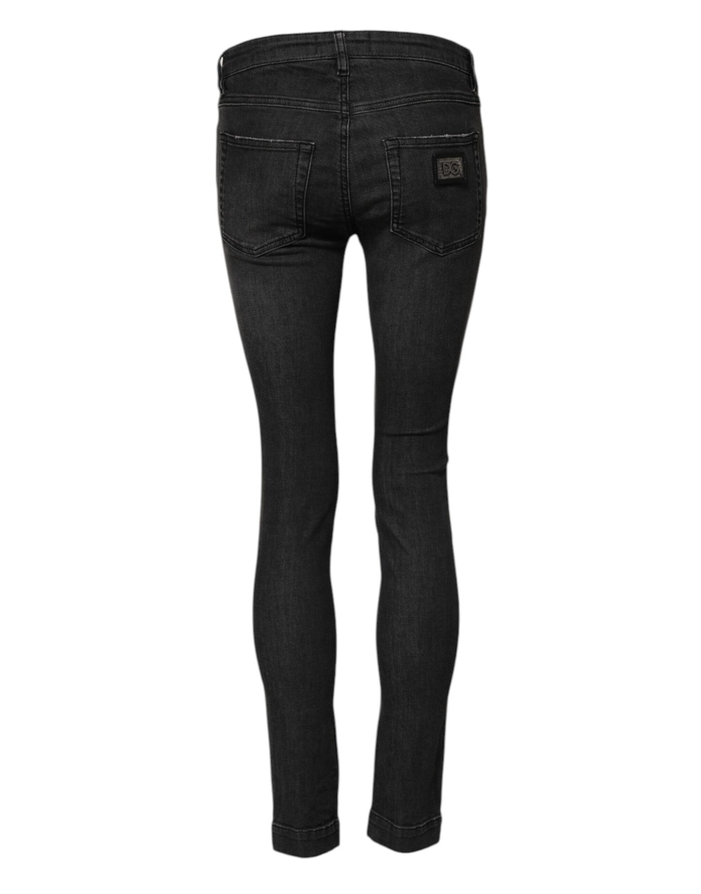 Dolce & Gabbana Black Cotton Low Waist Skinny Denim Jeans