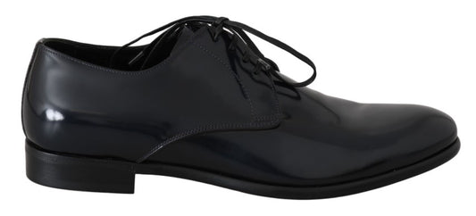 Dolce & Gabbana Elegante Derby-Schuhe aus dunkelblauem Leder