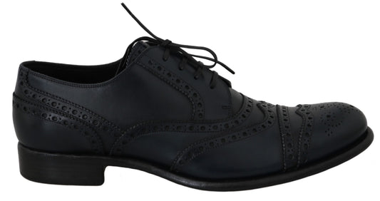 Dolce &amp; Gabbana Elegant Derby Shoes in Blue Leather with Wingtip