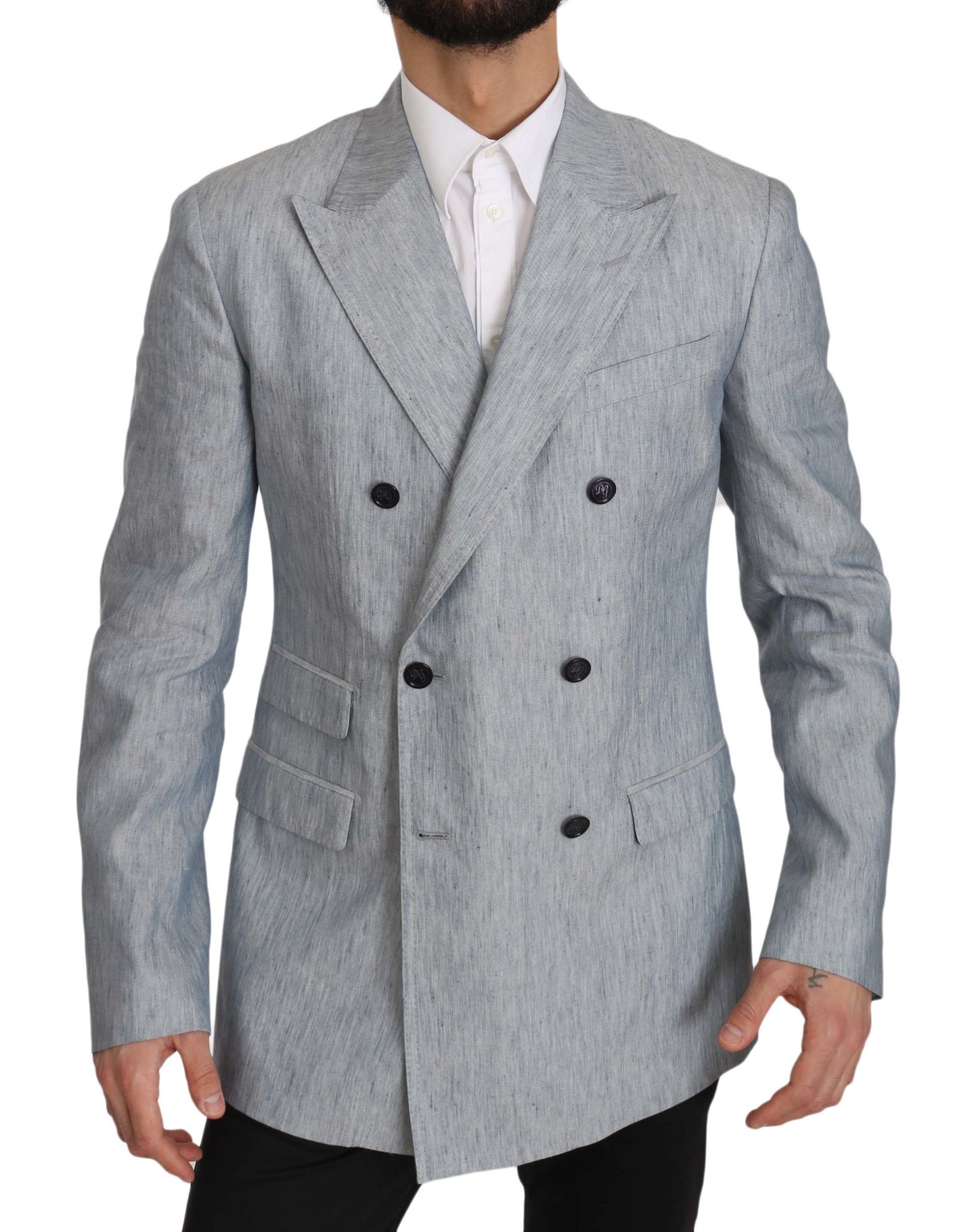 Dolce & Gabbana Eleganter hellblauer doppelreihiger Blazer