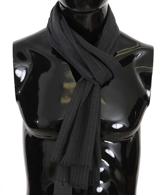 Dolce &amp; Gabbana Elegant Gray Striped Men's Wool Scarf