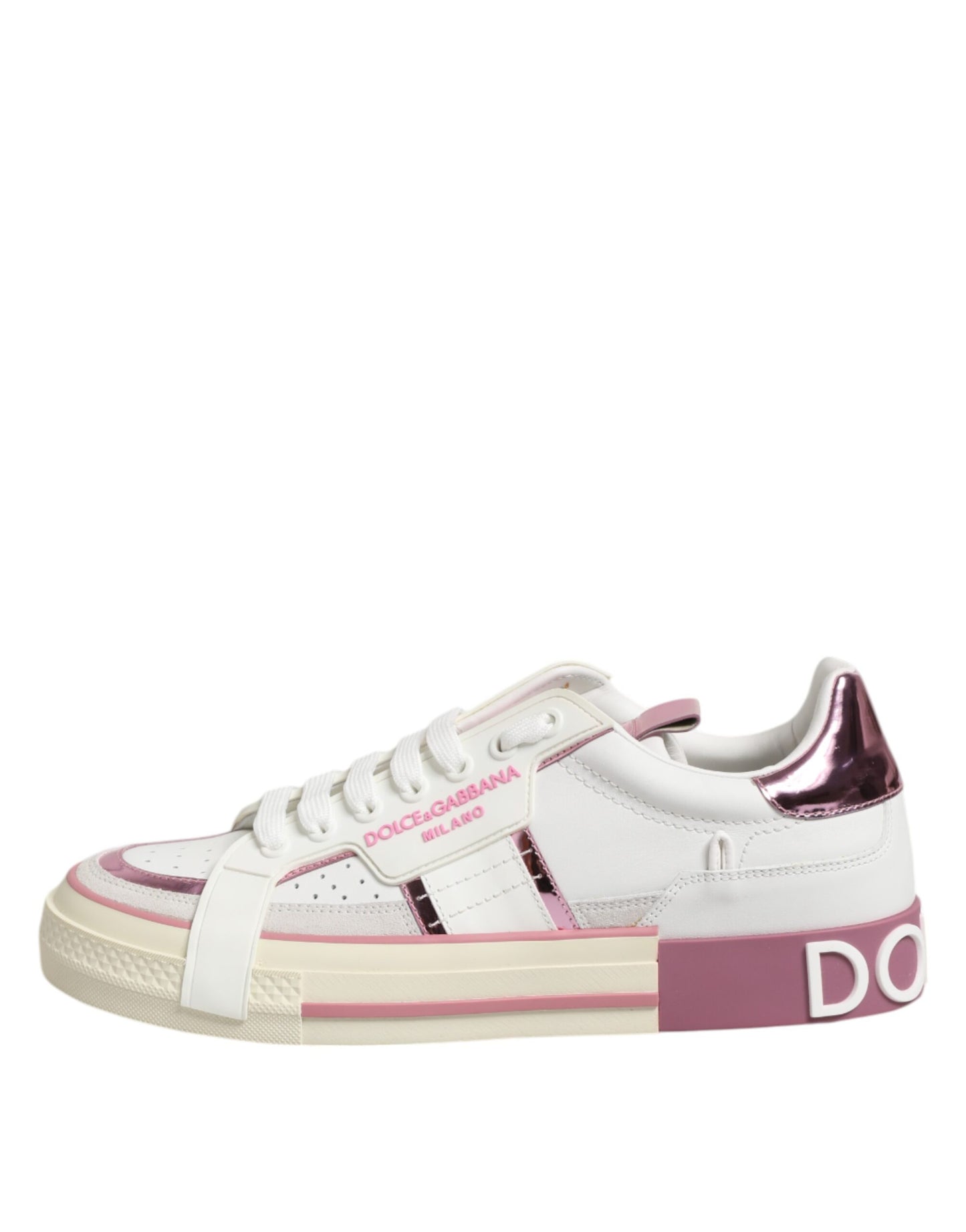 Dolce & Gabbana White Leather DG Logo Low Top Sneakers Shoes
