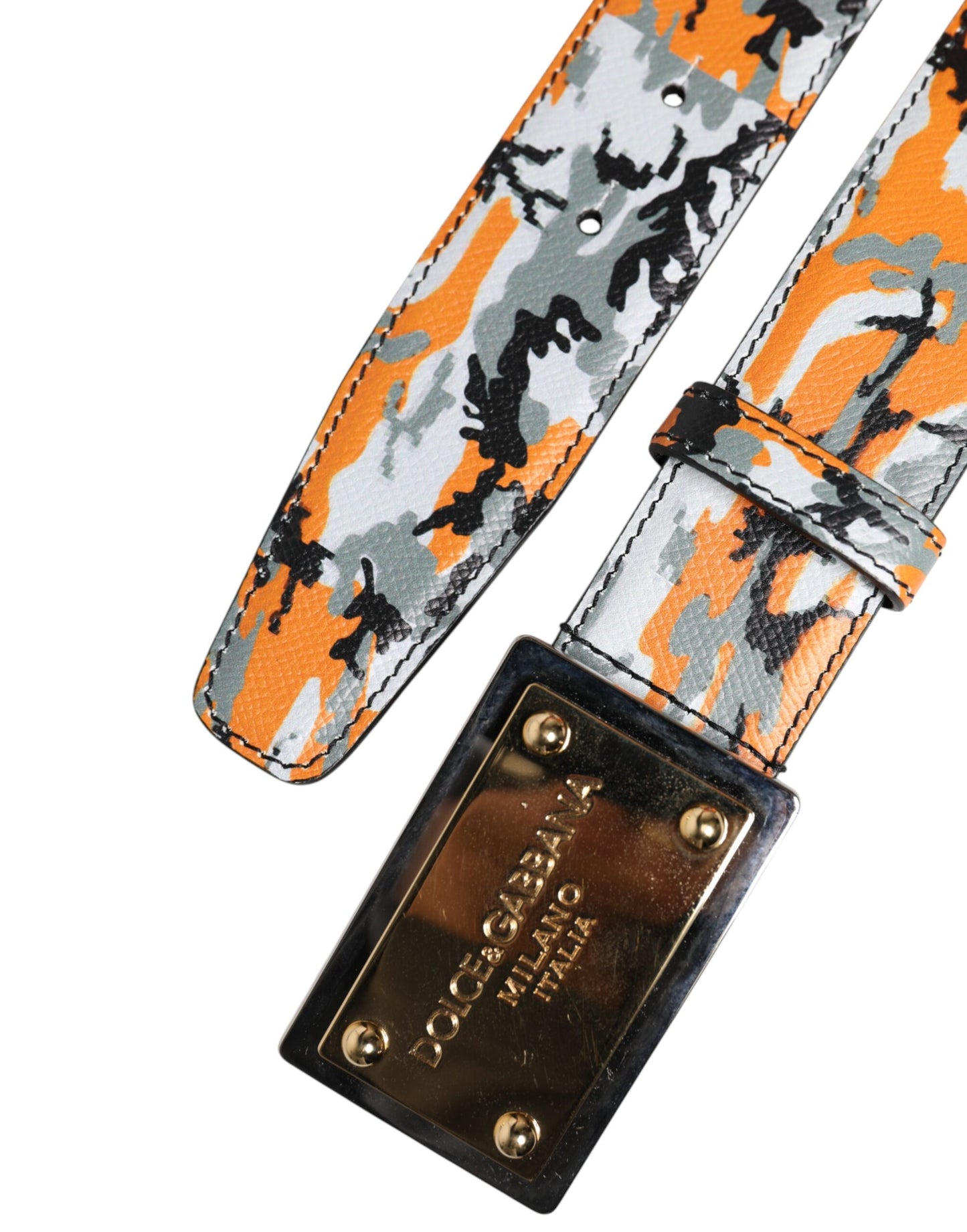 Dolce & Gabbana Multicolor Camouflage Metal Logo Buckle Belt