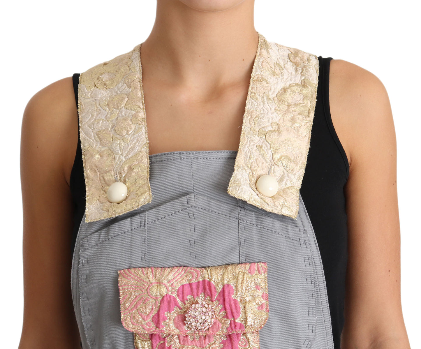 Dolce & Gabbana Exquisiter mit Blumen verzierter Denim-Overall