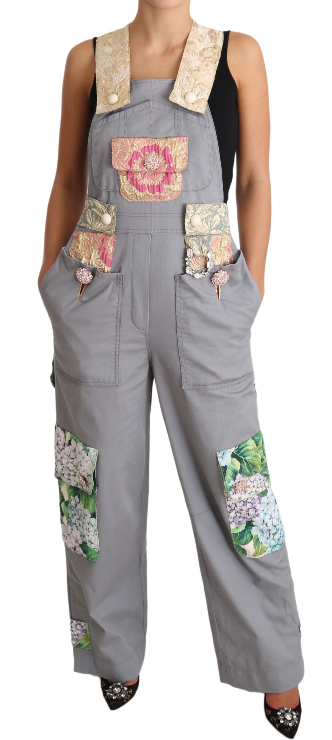 Dolce & Gabbana Exquisiter mit Blumen verzierter Denim-Overall