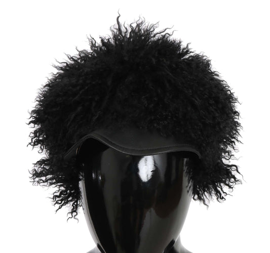 Dolce &amp; Gabbana Chic black Gatsby hat made of Tibetan lambskin