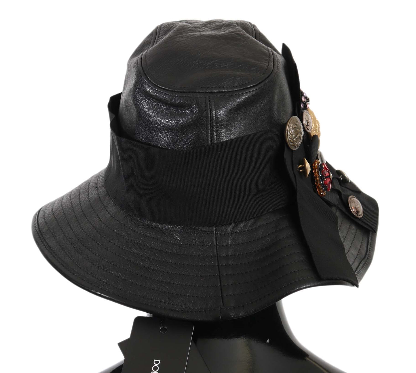 Dolce &amp; Gabbana Elegant cloche hat in black leather