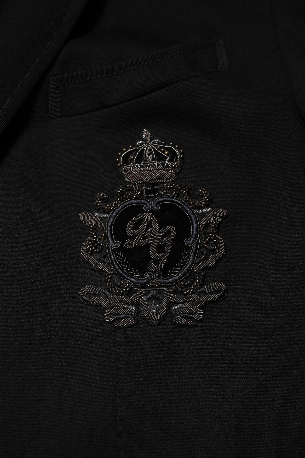 Dolce & Gabbana Black Viscose DG Crown Blazer Coat Jacket