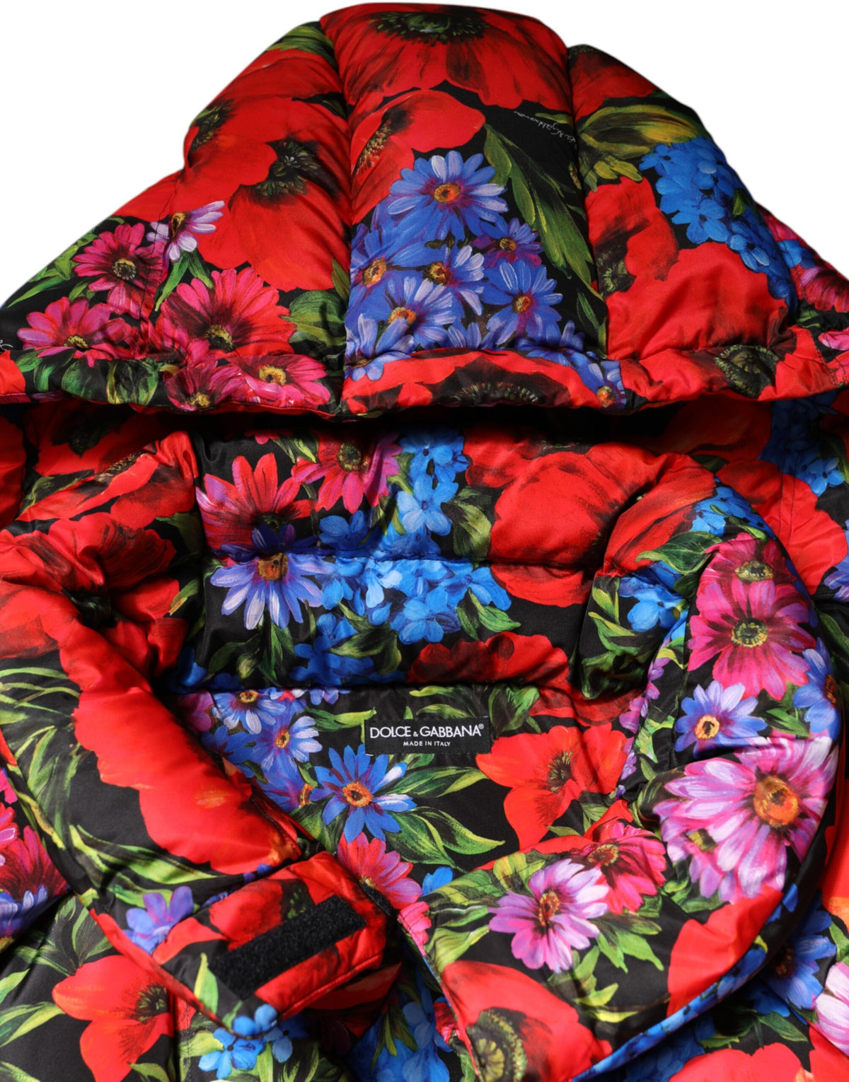 Dolce & Gabbana Multicolor Floral Hooded Puffer Coat Jacket