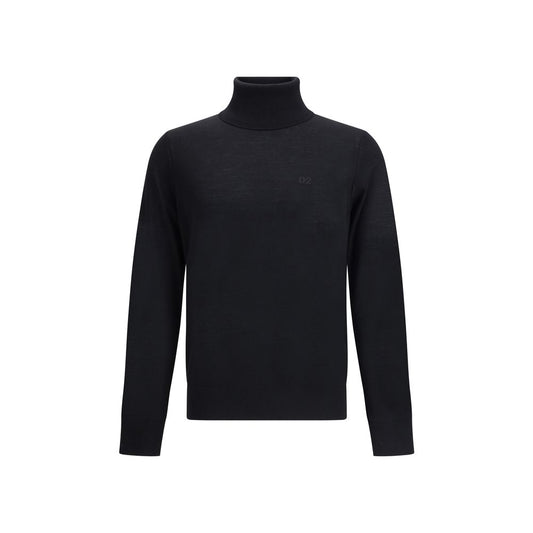 Dsquared² Black Fleece Wool Turtleneck