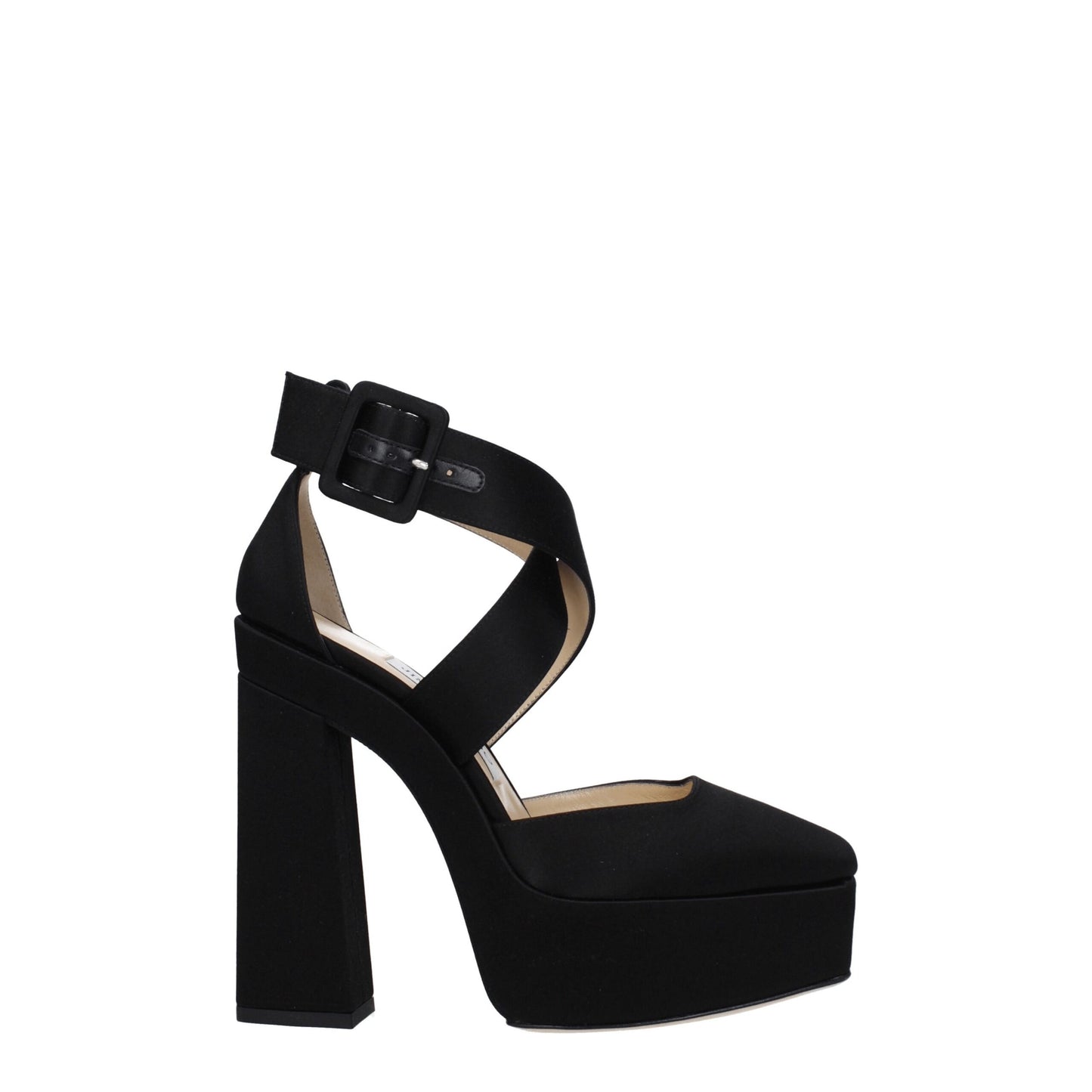 Jimmy Choo Black Satin Platform Sandals