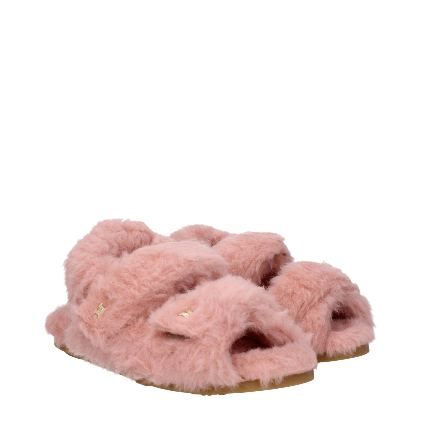Max Mara Pink Fur Flat Sandals