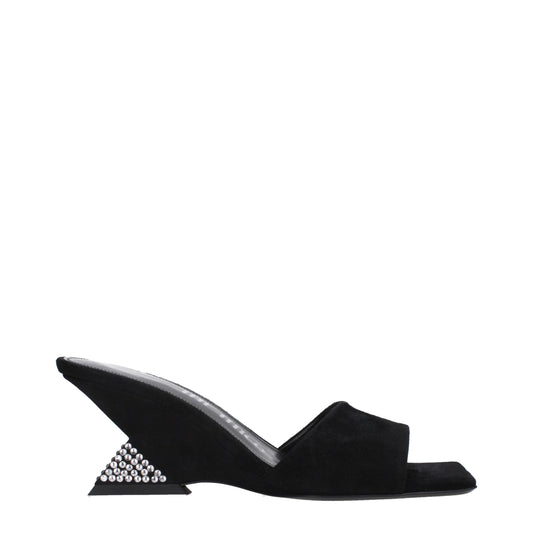 The Attico Black Leather Platform Sandals