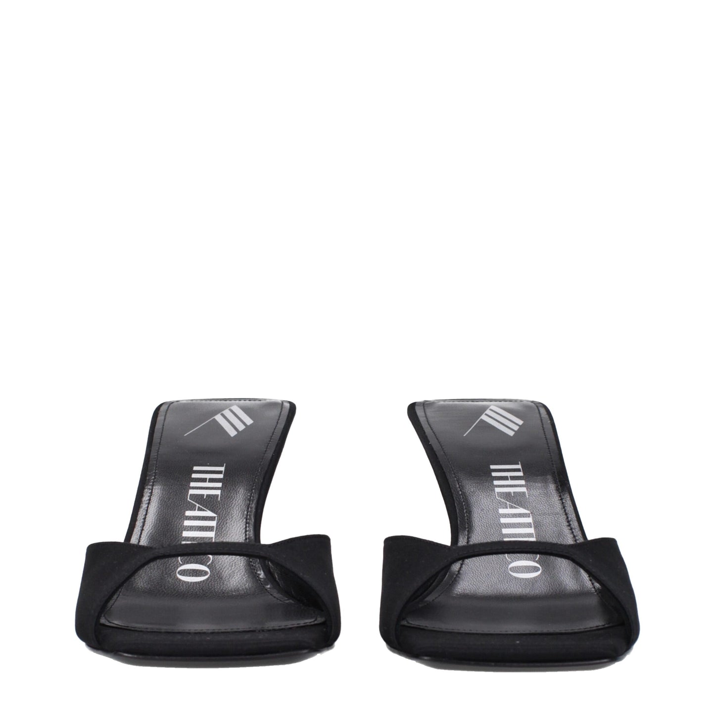 The Attico Black Satin Stiletto Heel Sandals