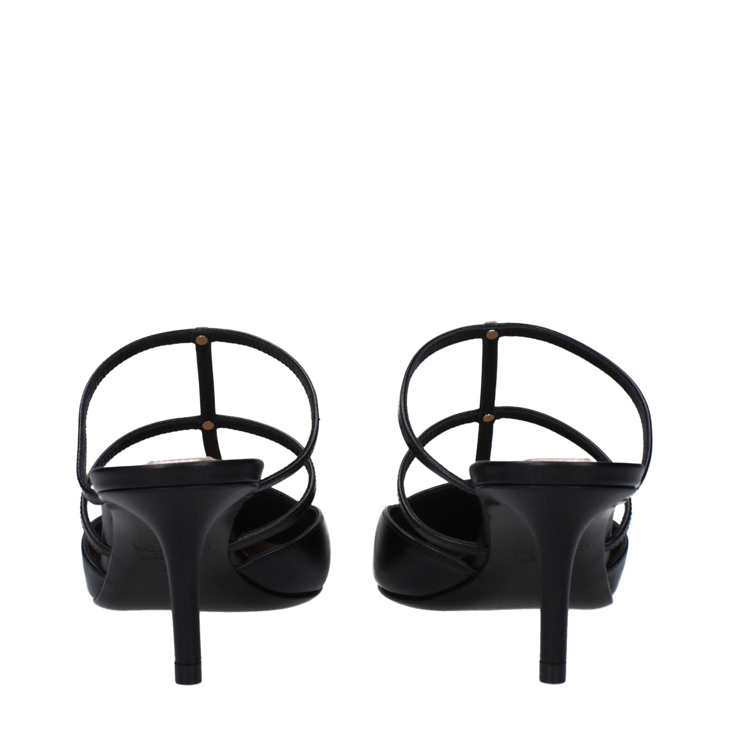 Valentino Garavani Black Leather Flat Sandals
