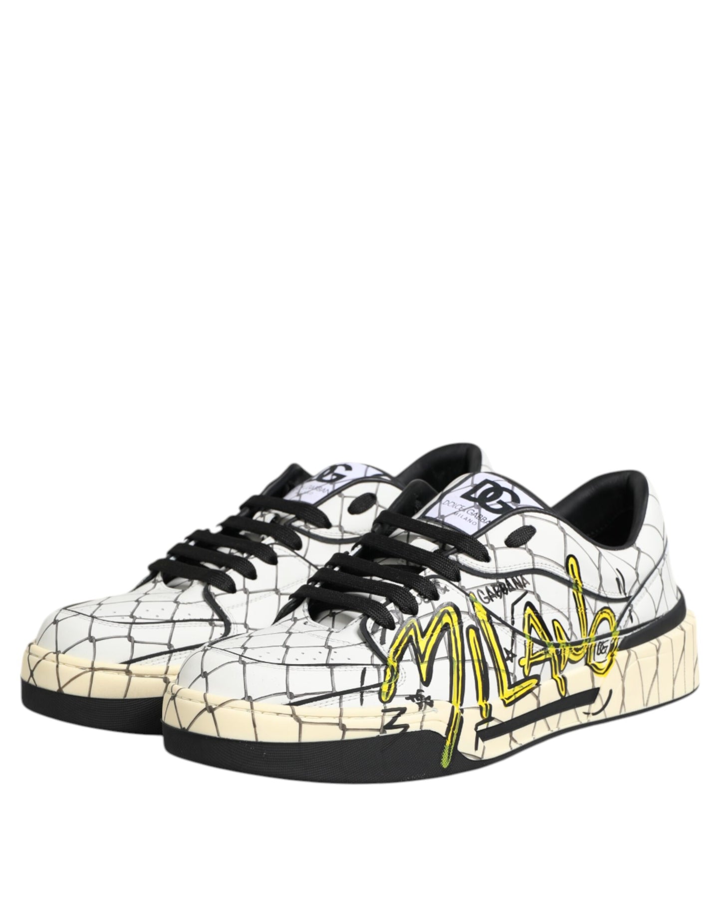 Dolce & Gabbana White Logo Print Low Top Men Sneakers Shoes