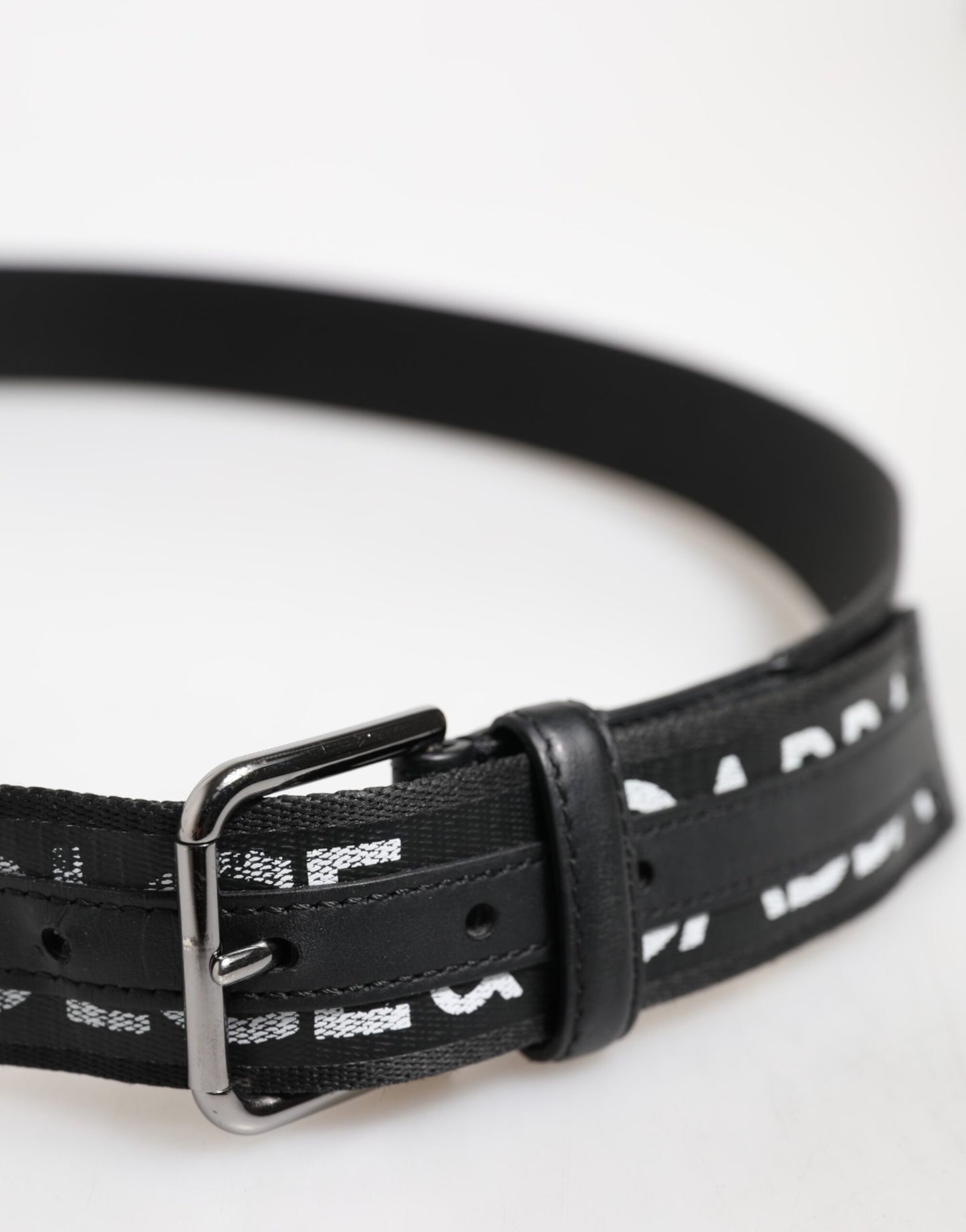 Dolce & Gabbana Black Polyester Leather Metal Buckle Belt