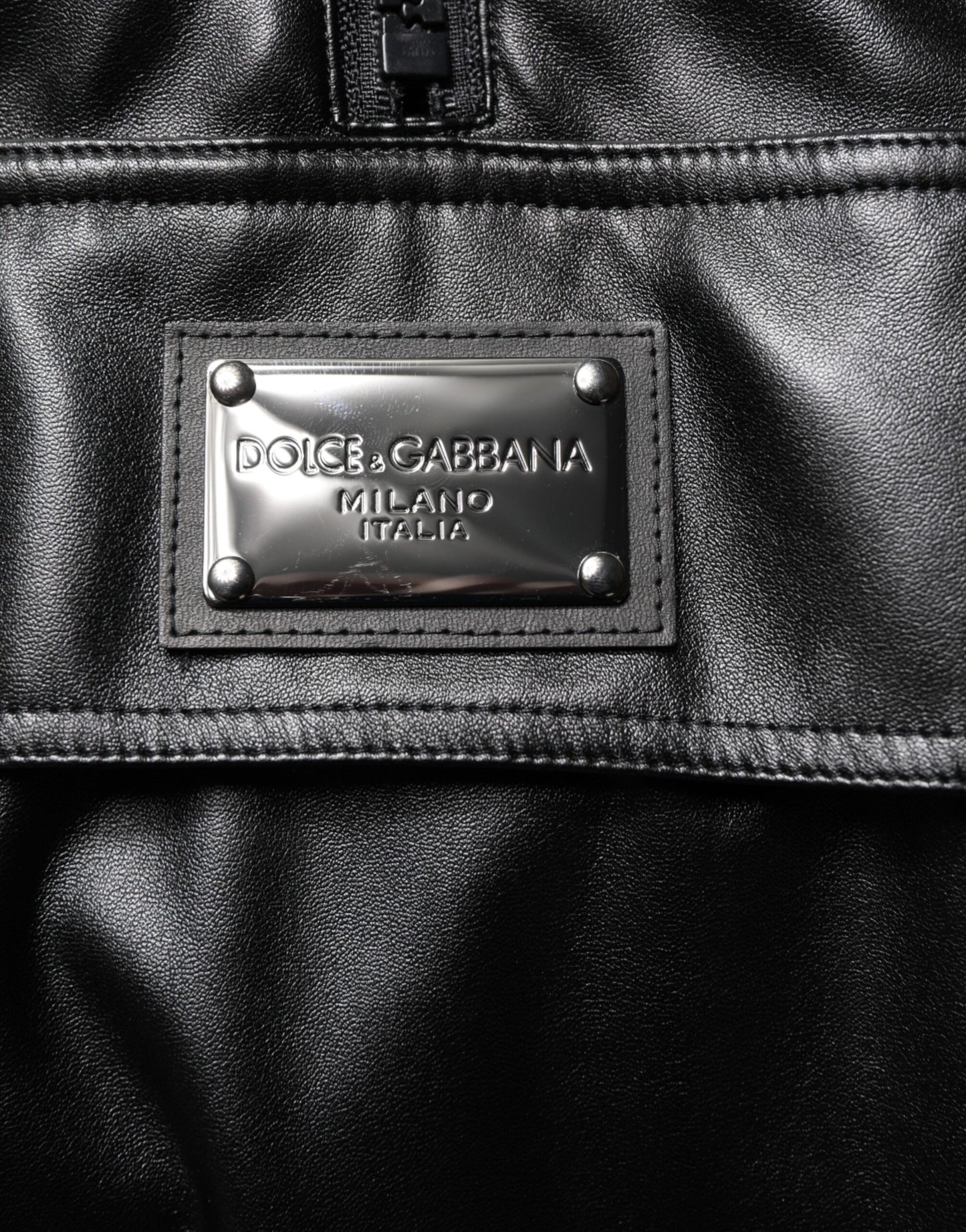 Dolce & Gabbana Black Polyester Logo Plaque Bomber Jacket