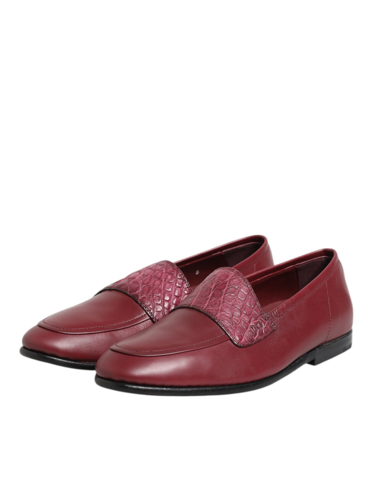 Dolce & Gabbana Burgundy Leather Formal Slip On Shoes