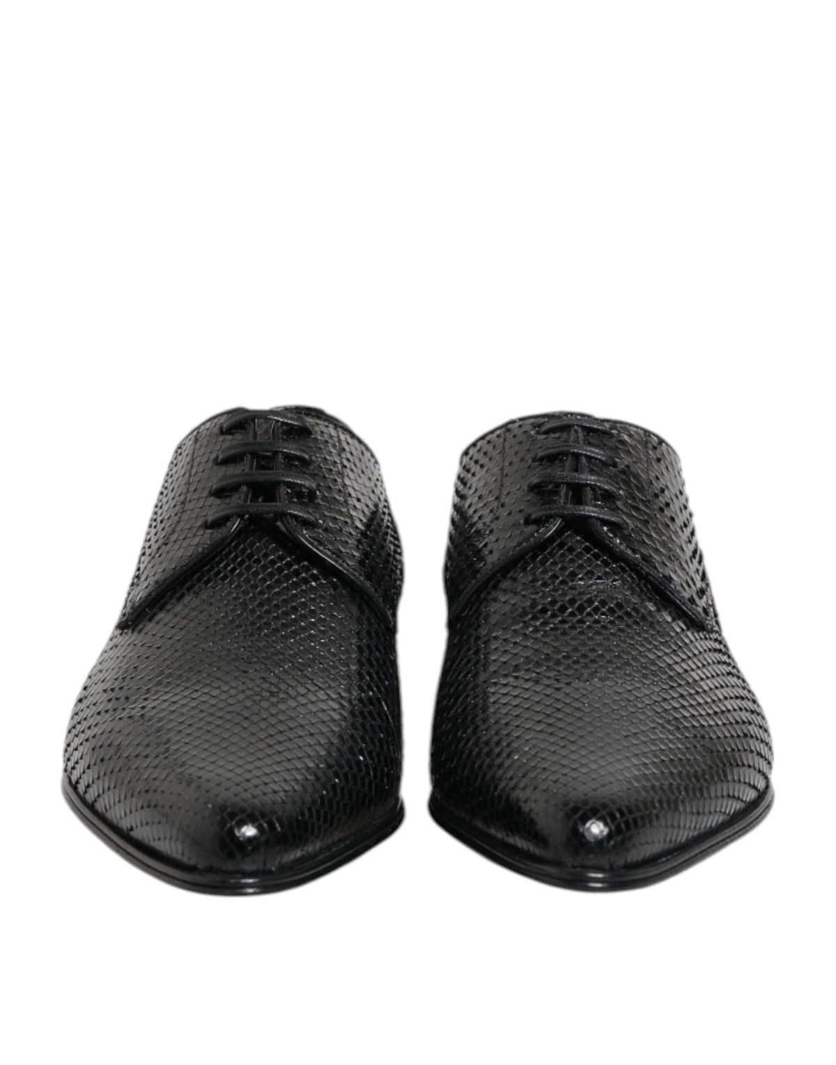 Dolce & Gabbana Black Exotic Leather Lace Up Derby Shoes