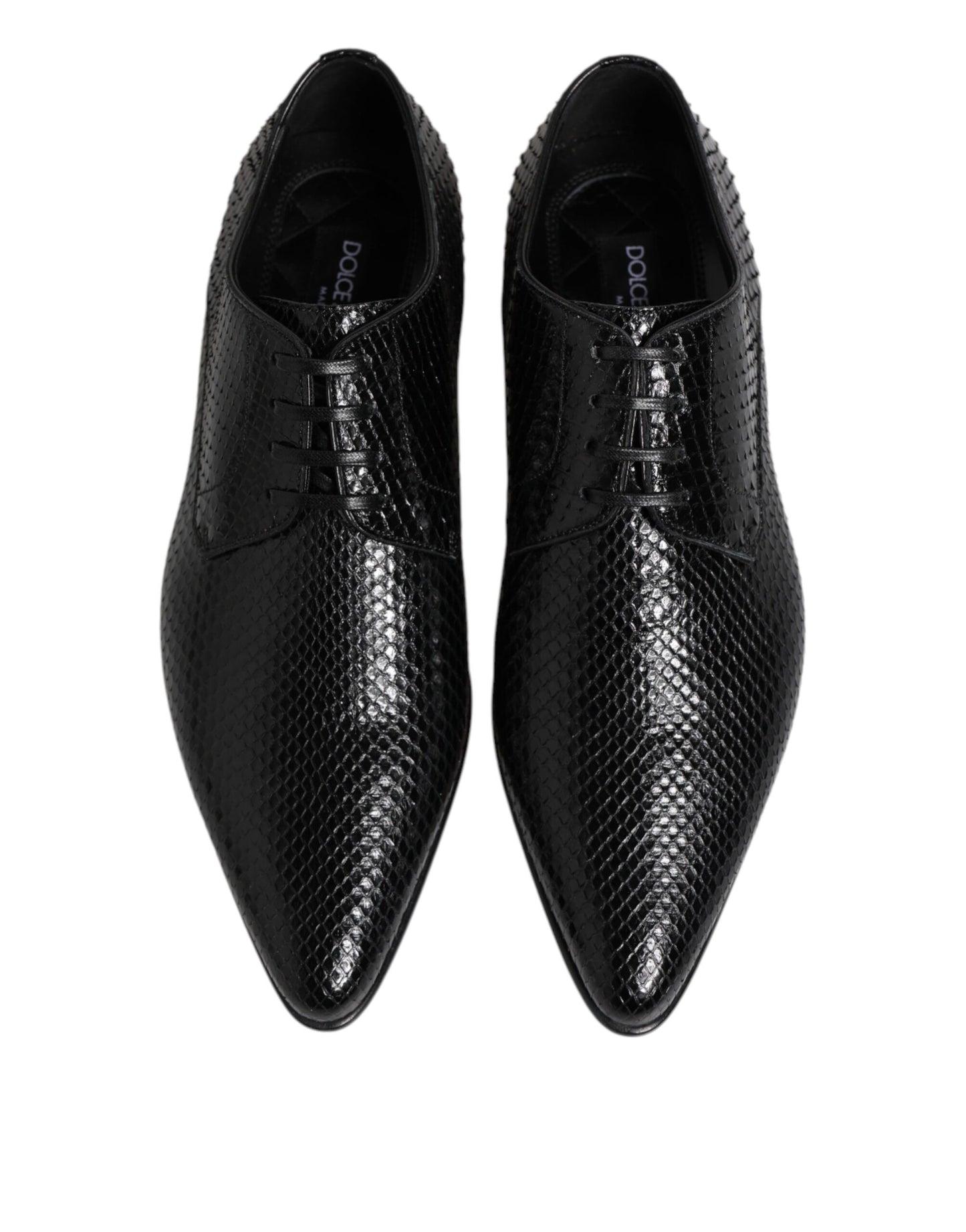 Dolce & Gabbana Black Exotic Leather Lace Up Derby Shoes