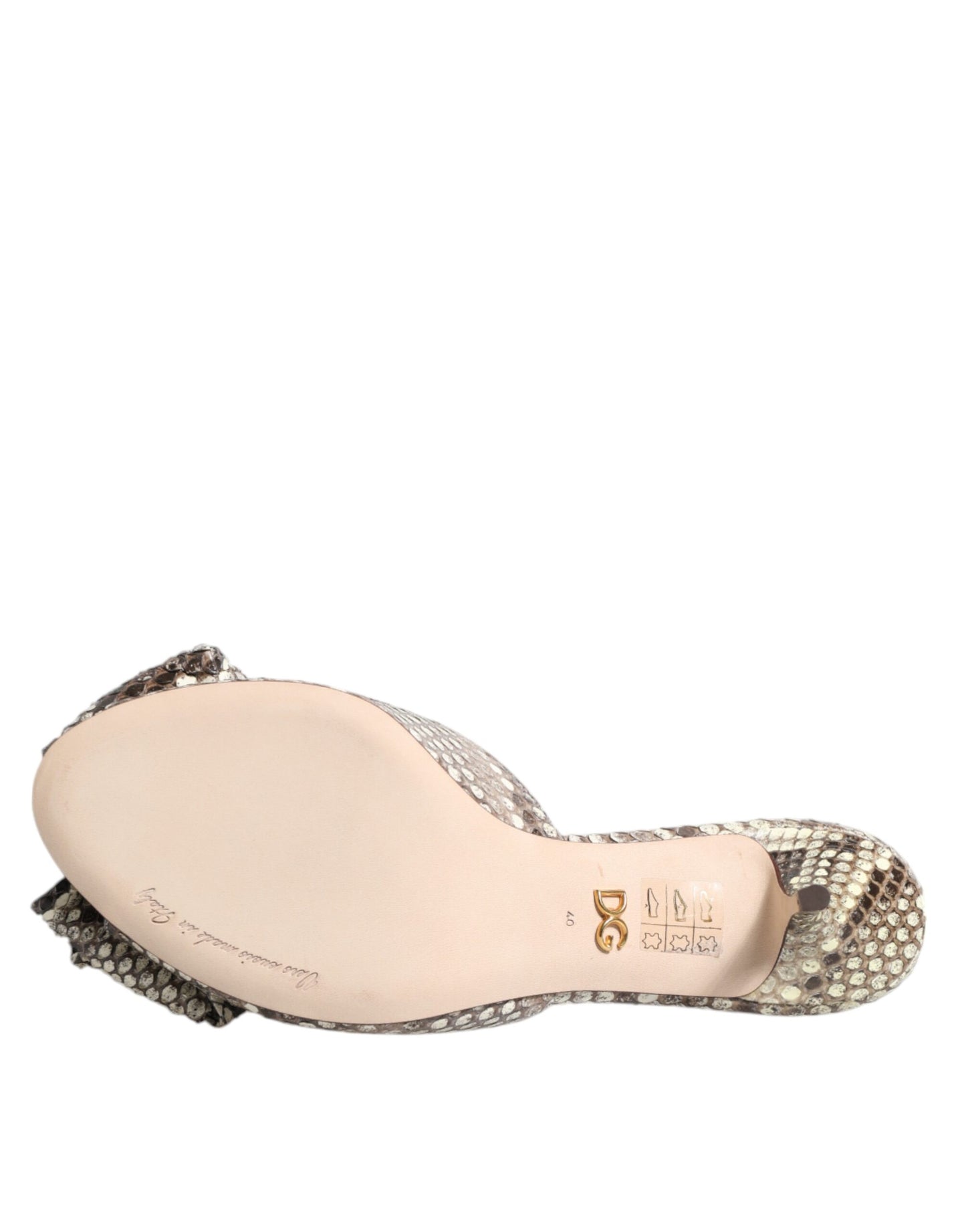 Dolce & Gabbana Multicolor Keira Bow Leather Peep Toe Mules Shoes