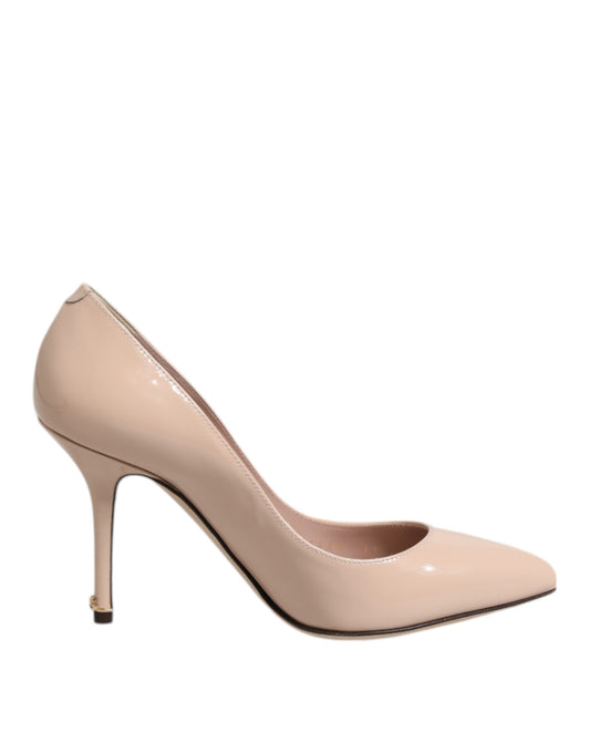 Dolce & Gabbana Beige Patent Leather Stiletto Heel Pumps Shoes