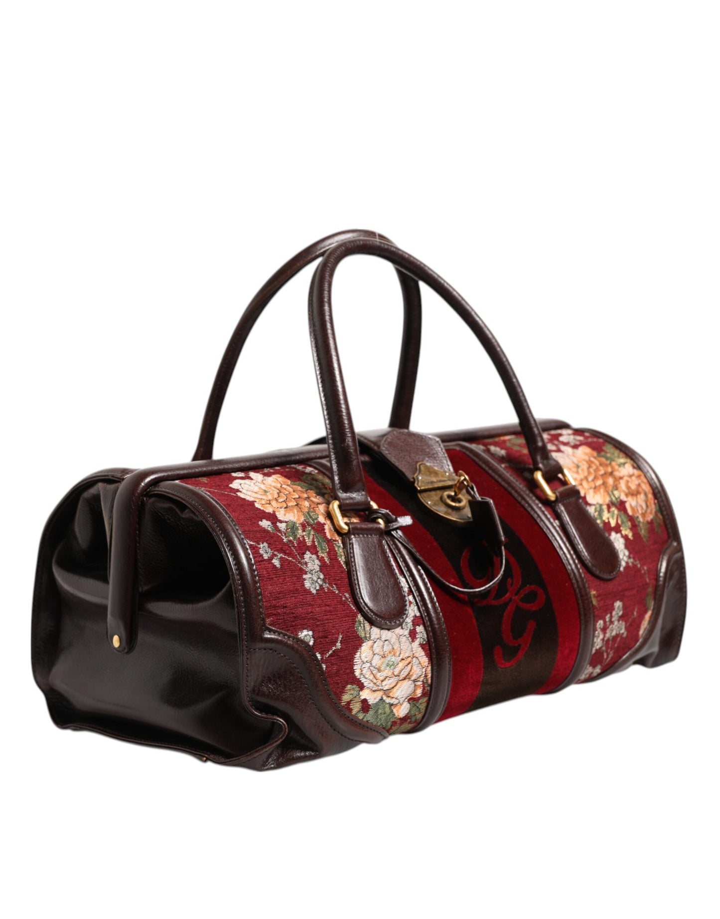 Dolce & Gabbana Multicolor Leather Jacquard Velvet Travel Duffle Bag