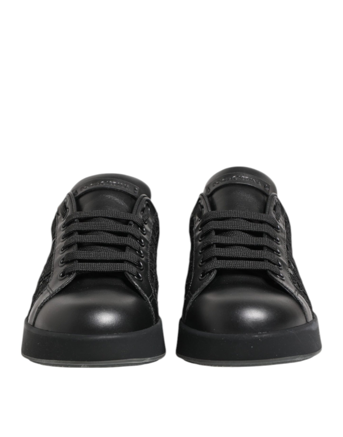 Dolce & Gabbana Black Floral Lace Low Top Sneakers Shoes