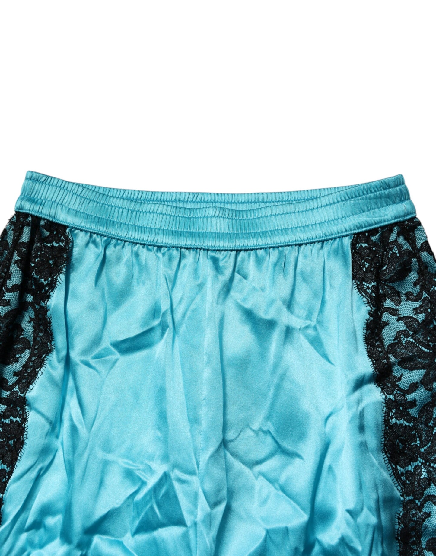 Dolce & Gabbana Blue Silk Garterized Straight Women Pajama Pants