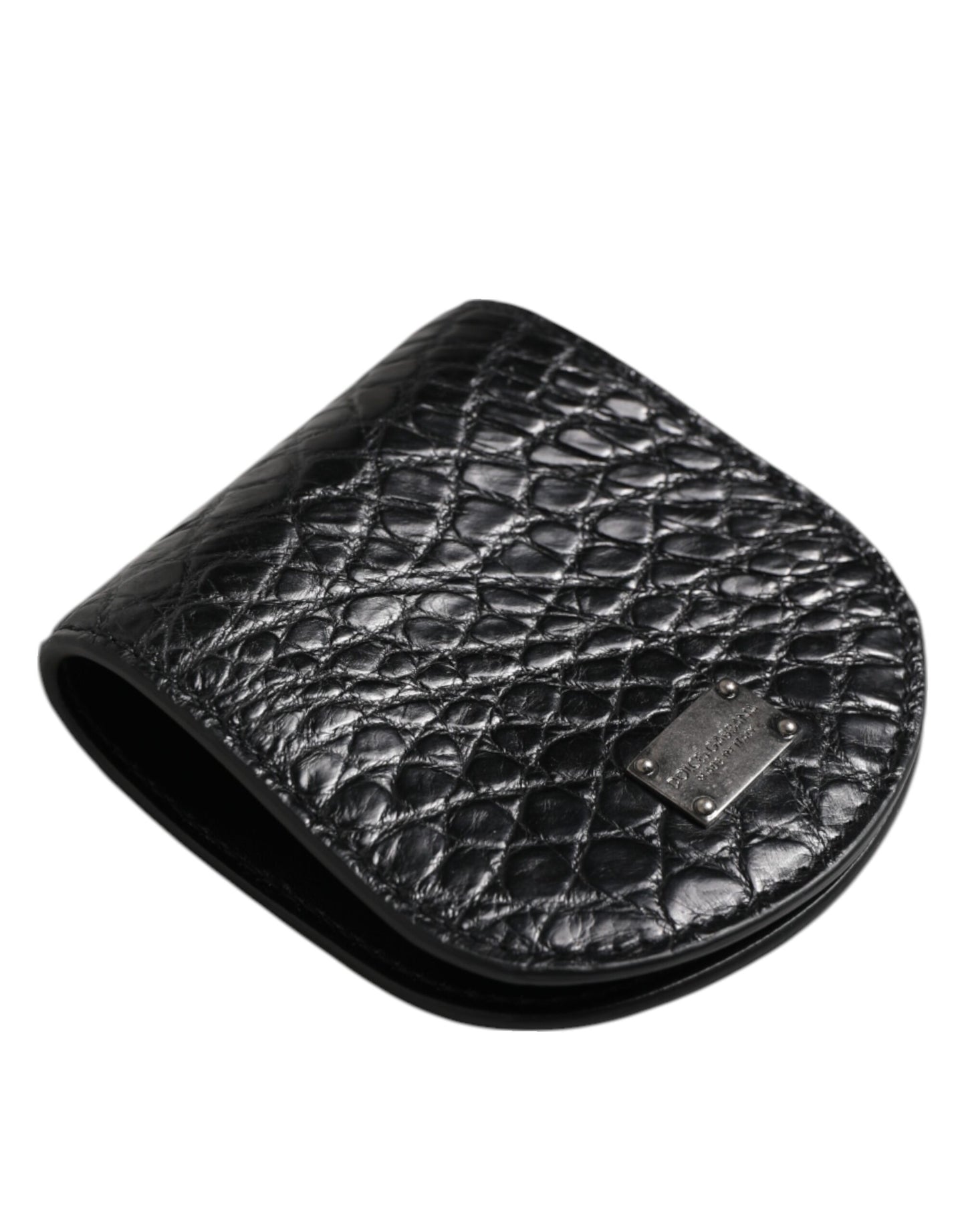 Dolce & Gabbana Black Exotic Skin Coin Condom Case Holder Pocket Wallet