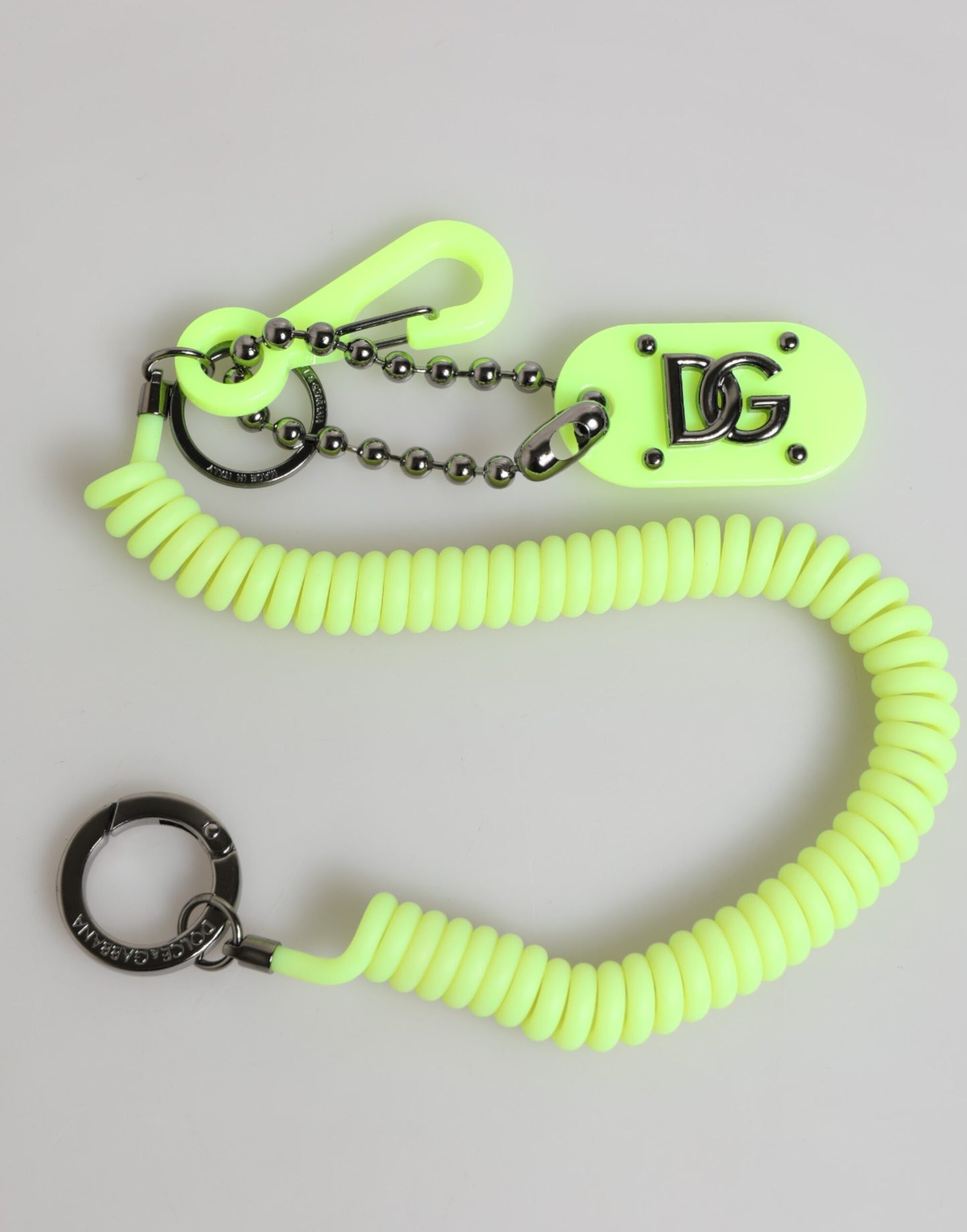 Dolce & Gabbana Green Springy Key Holder DG Logo Men's Keychain Keyring