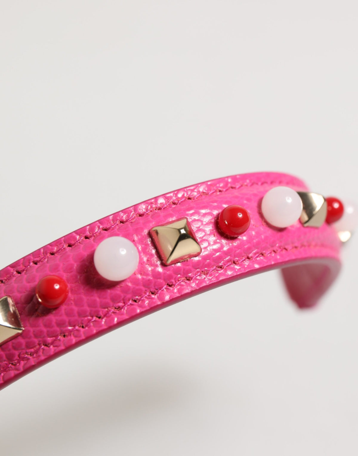 Dolce & Gabbana Pink Embellished Leather Bag Handle Women Shoulder Strap