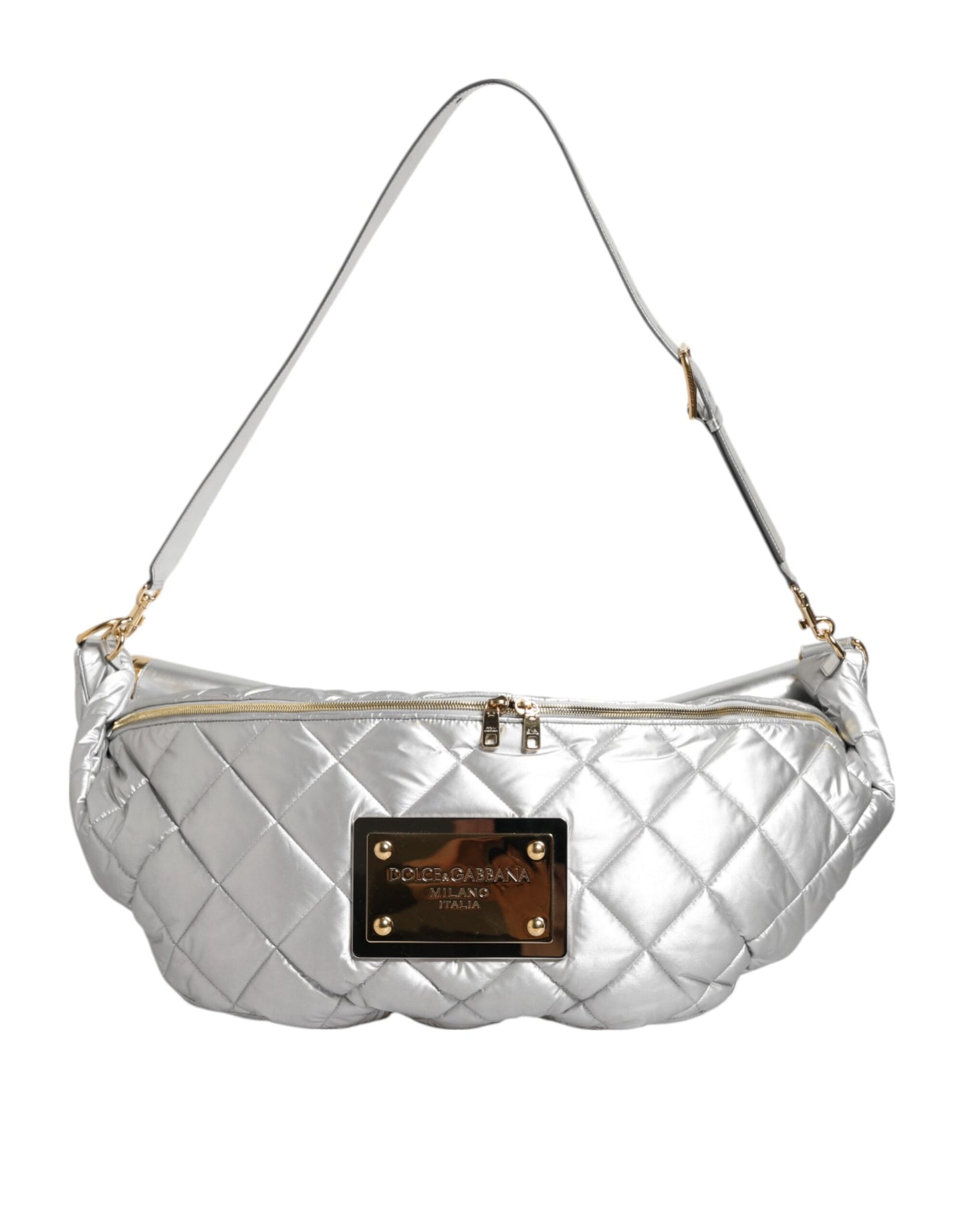 Dolce & Gabbana Silver Quilted Filled Crossbody Shoulder Bag SICILY Bag