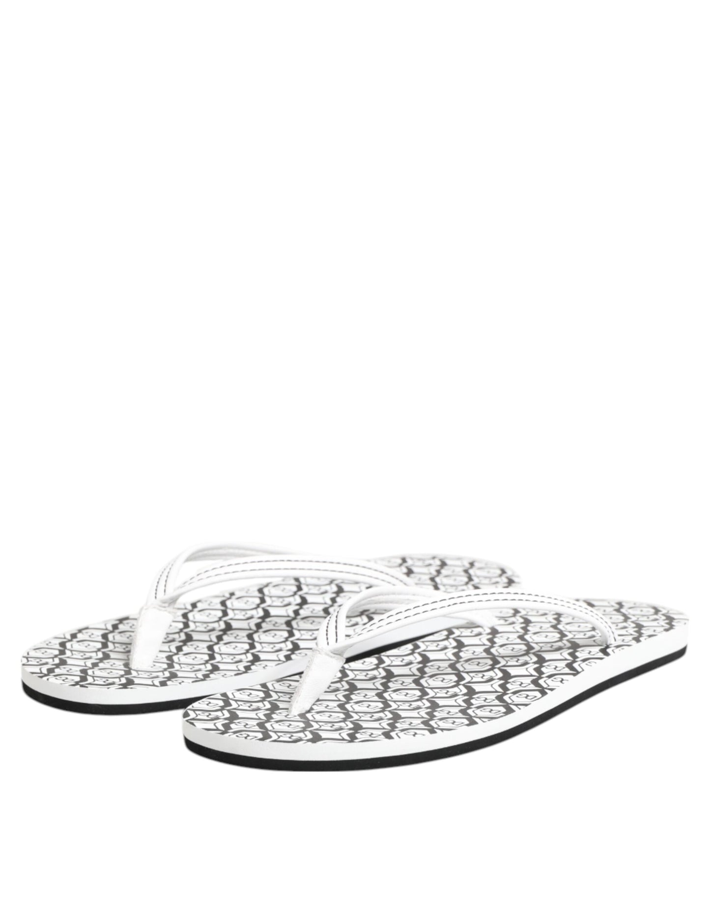 Dolce & Gabbana Black White Logo Beachwear Flats Slipper Shoes