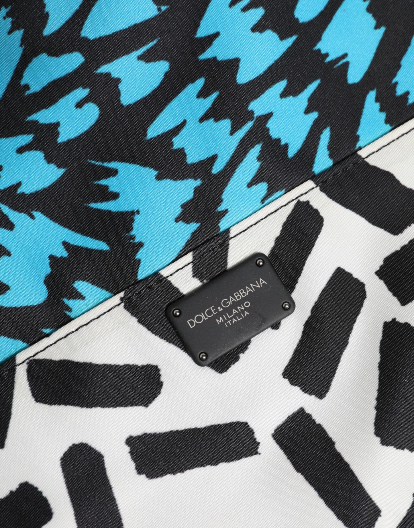 Dolce & Gabbana Multicolor Printed Nylon Logo Plaque Men Clutch Pouch Bag