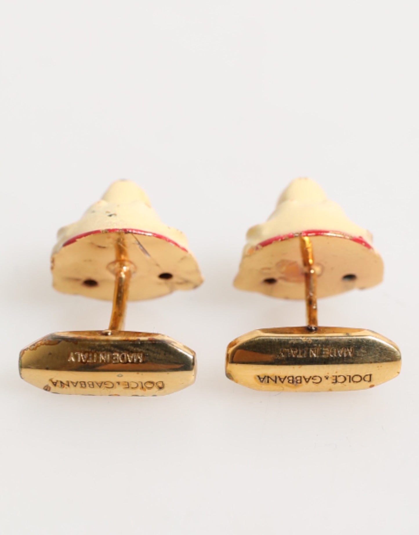 Dolce & Gabbana Brass Gold Tone Dog Puppy Men's Accessories Cufflink