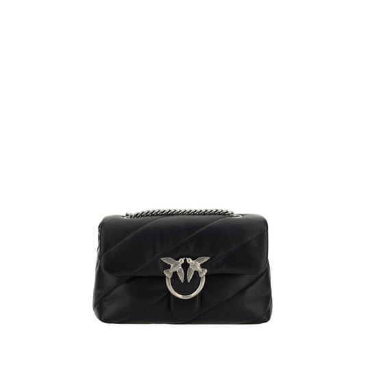 PINKO Black Calf Leather Bos Taurus Shoulder Bag