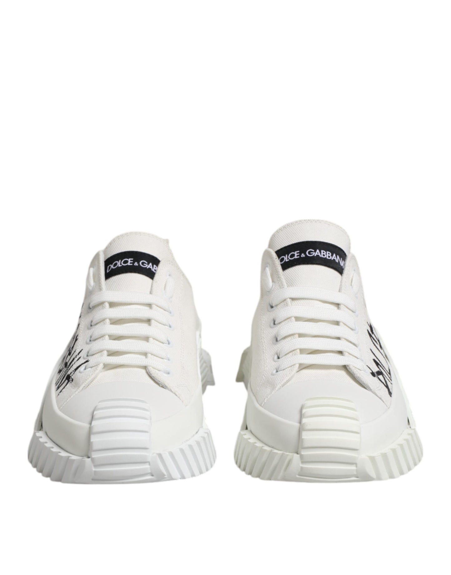 Dolce & Gabbana White Logo Graffiti Low Top Sneakers Shoes