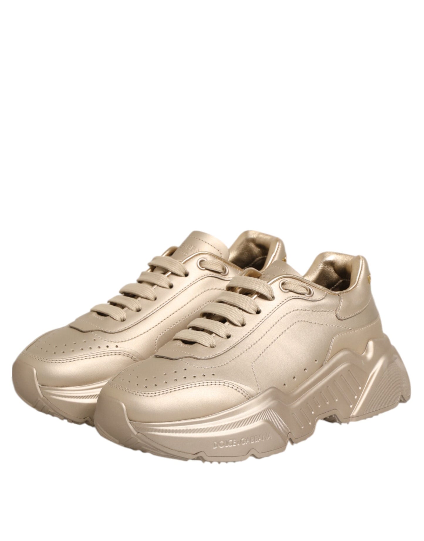 Dolce & Gabbana Gold Leather Daymaster Women Sneaker Shoes