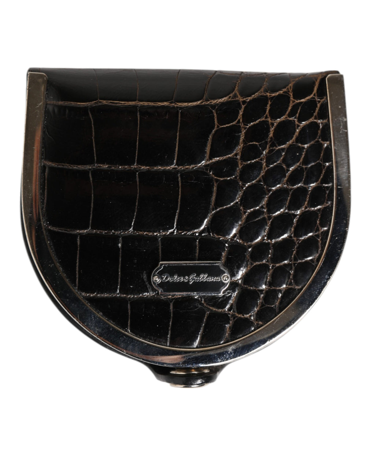 Dolce & Gabbana Black Polished Crocodile Leather Mens Coin Purse Wallet