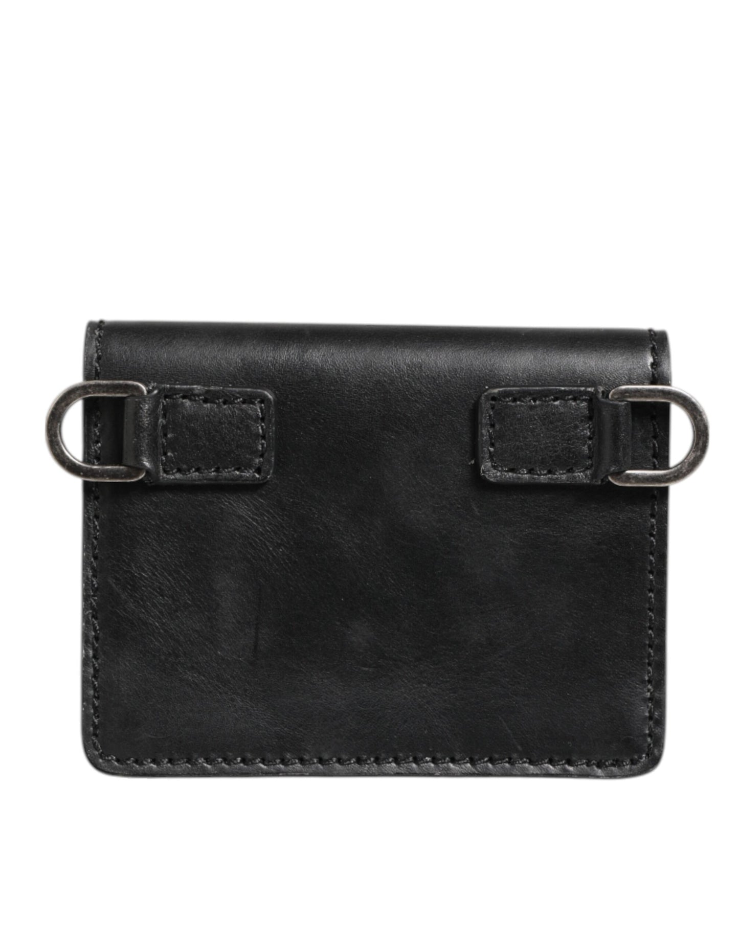 Dolce & Gabbana Black Leather Bifold Card Holder Mens Coin Purse Key Clip Wallet