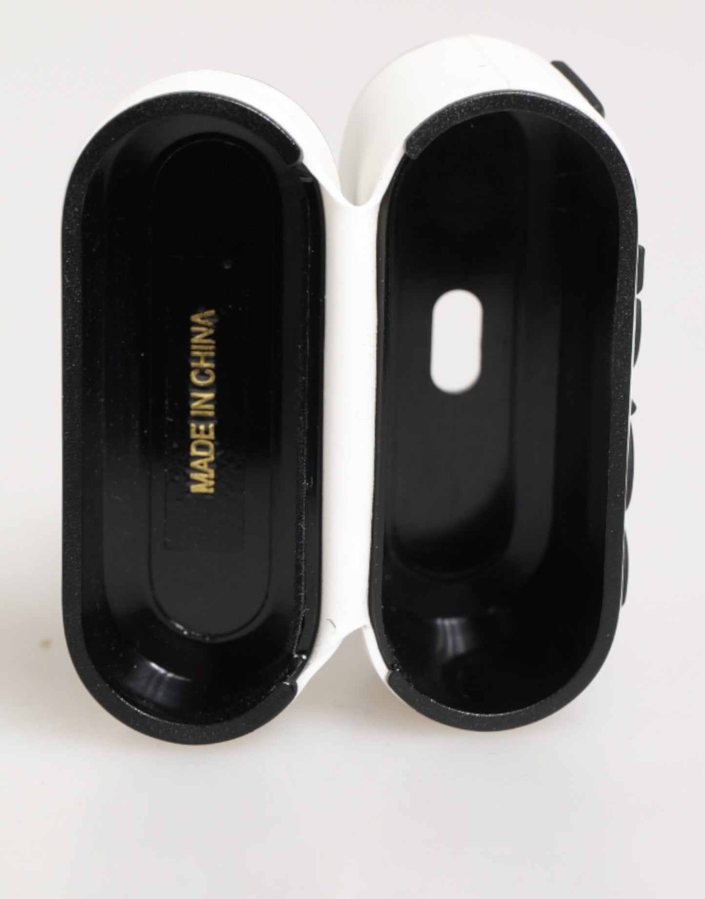 Dolce & Gabbana White Black Rubber Logo Embossed Accessory Airpods Case