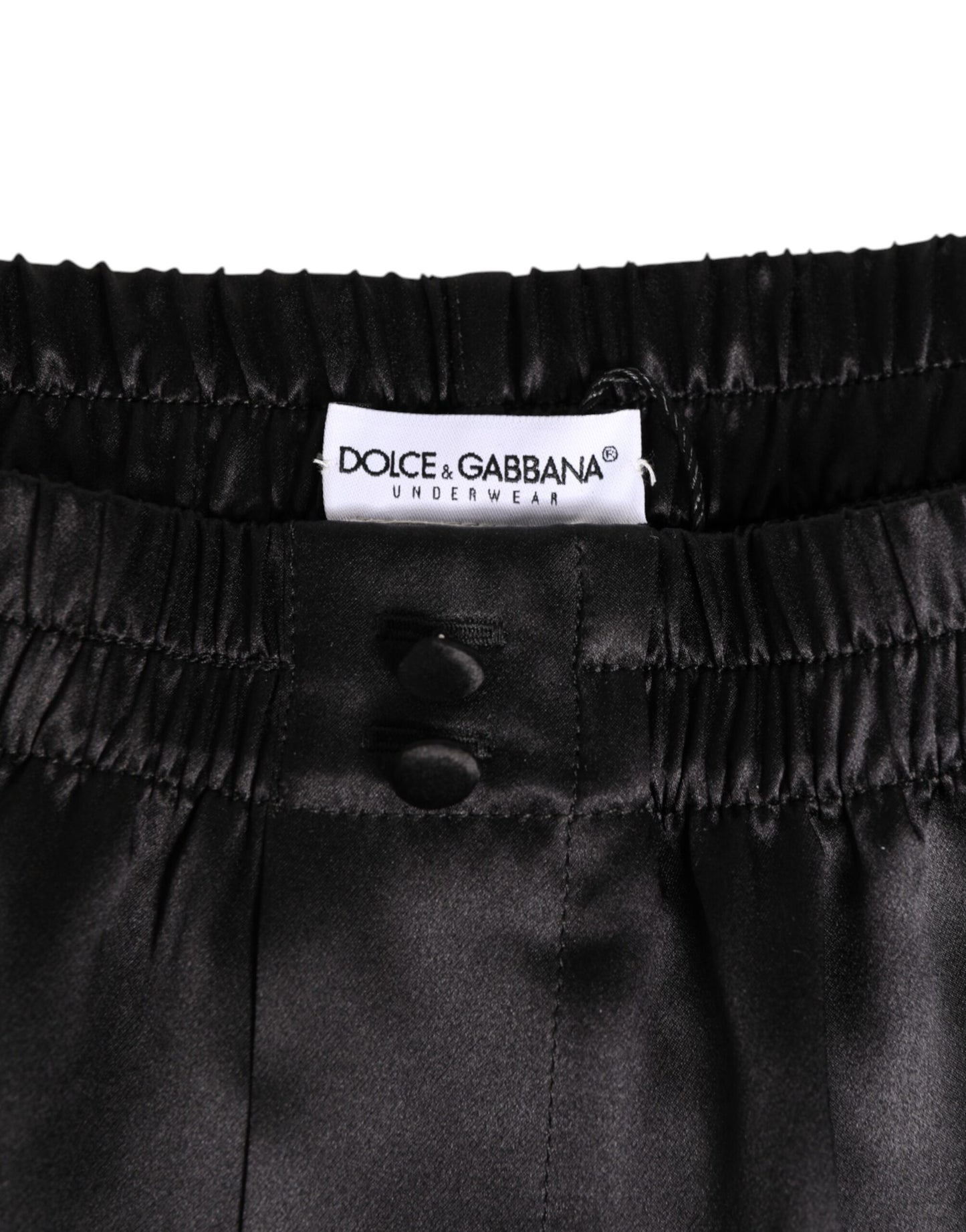 Dolce & Gabbana Black Silk Satin Elastic Men Boxer Short Swimwear