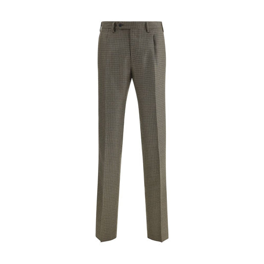 Germano Brown Fleece Wool Casual Pants