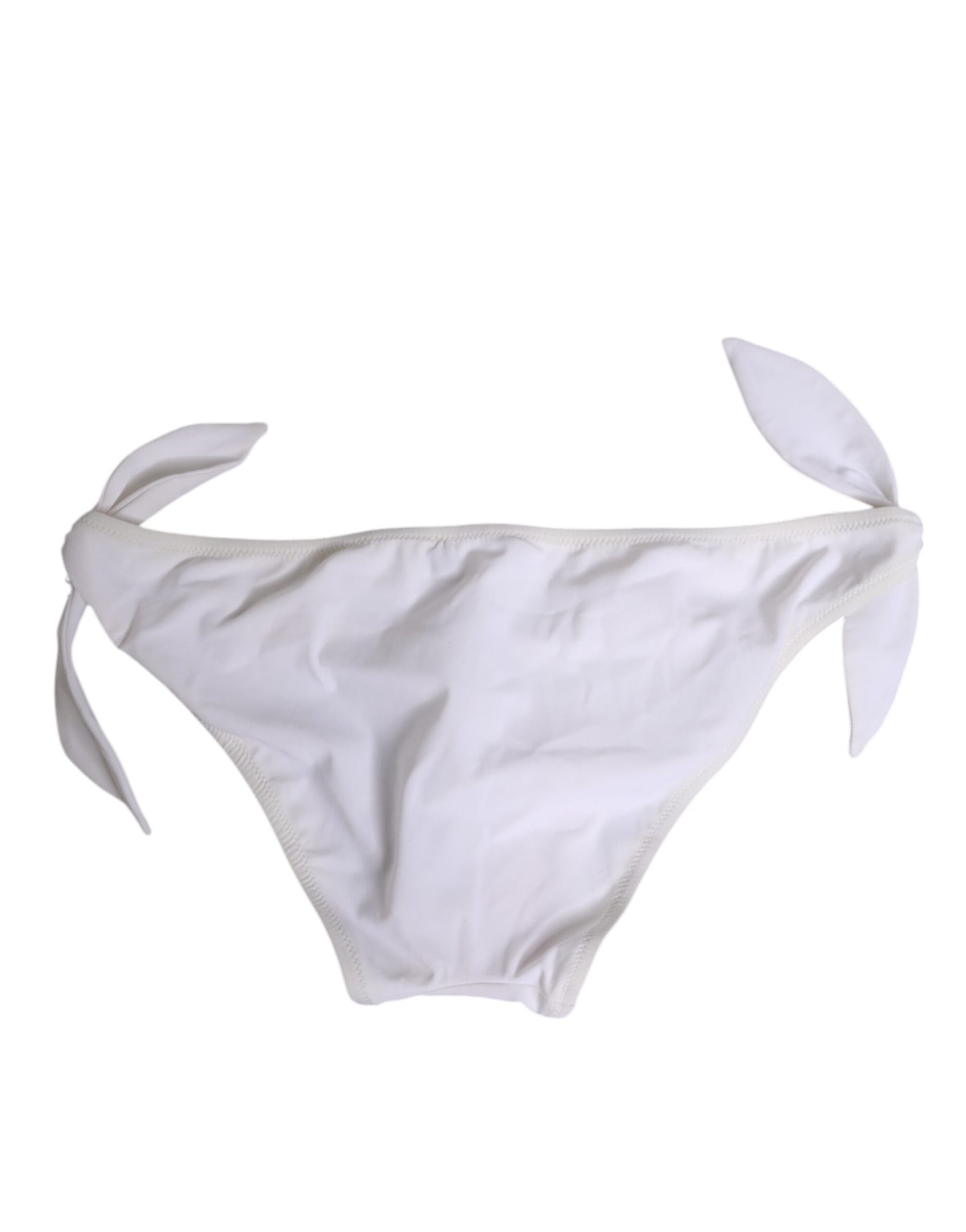 Dolce & Gabbana White Side Tie Logo Bikini Bottom Underwear