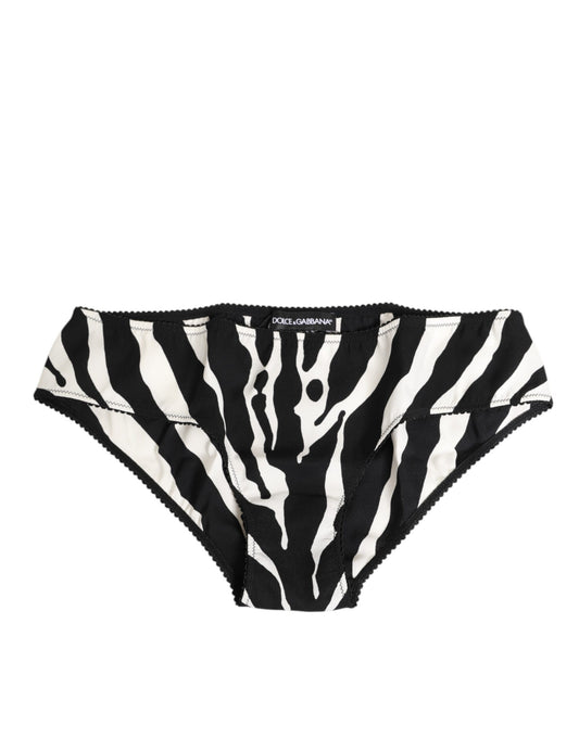 Dolce & Gabbana Black White Zebra Print Slip Briefs Underwear