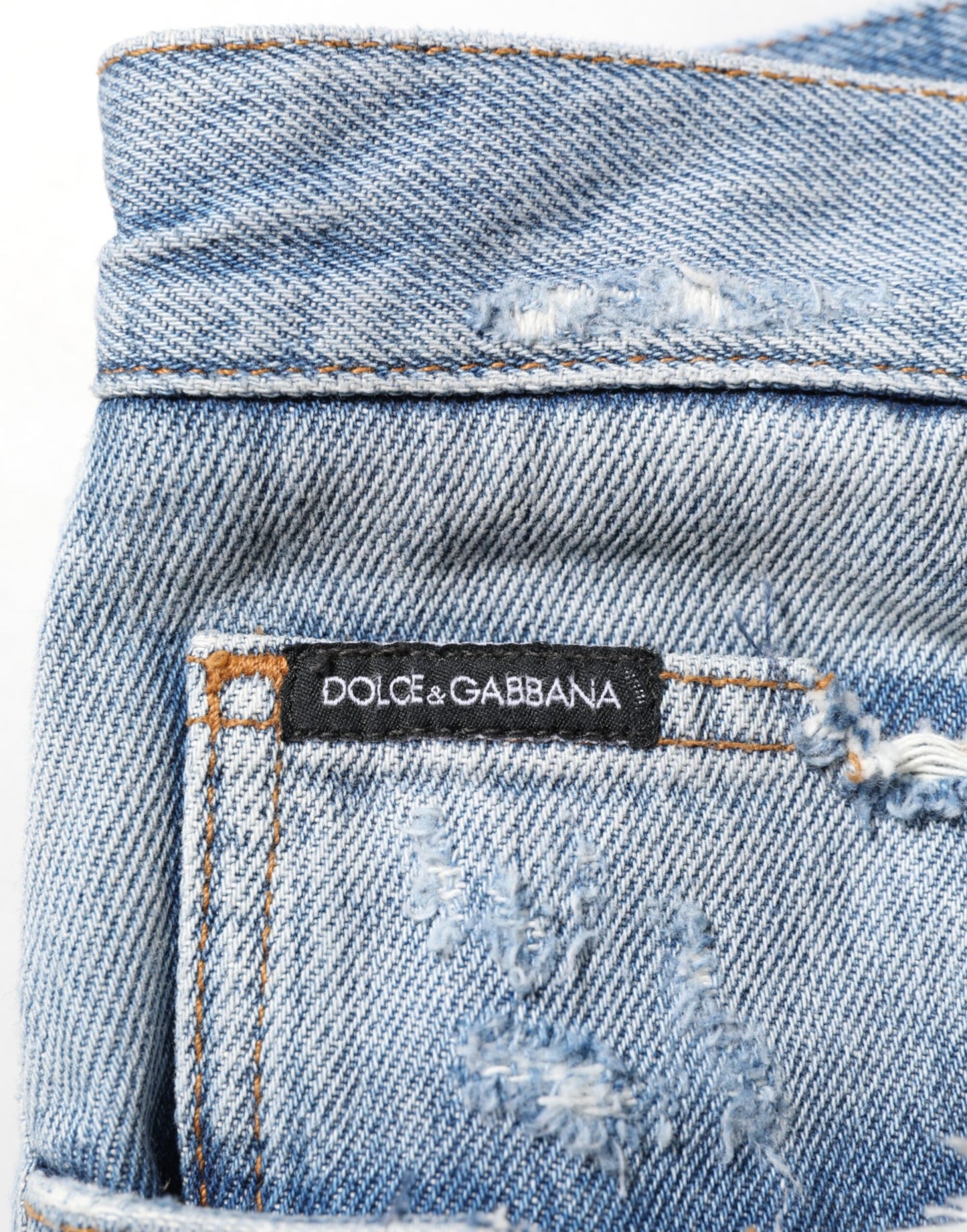 Dolce & Gabbana Blue Distressed Ripped Denim Trouser Jeans