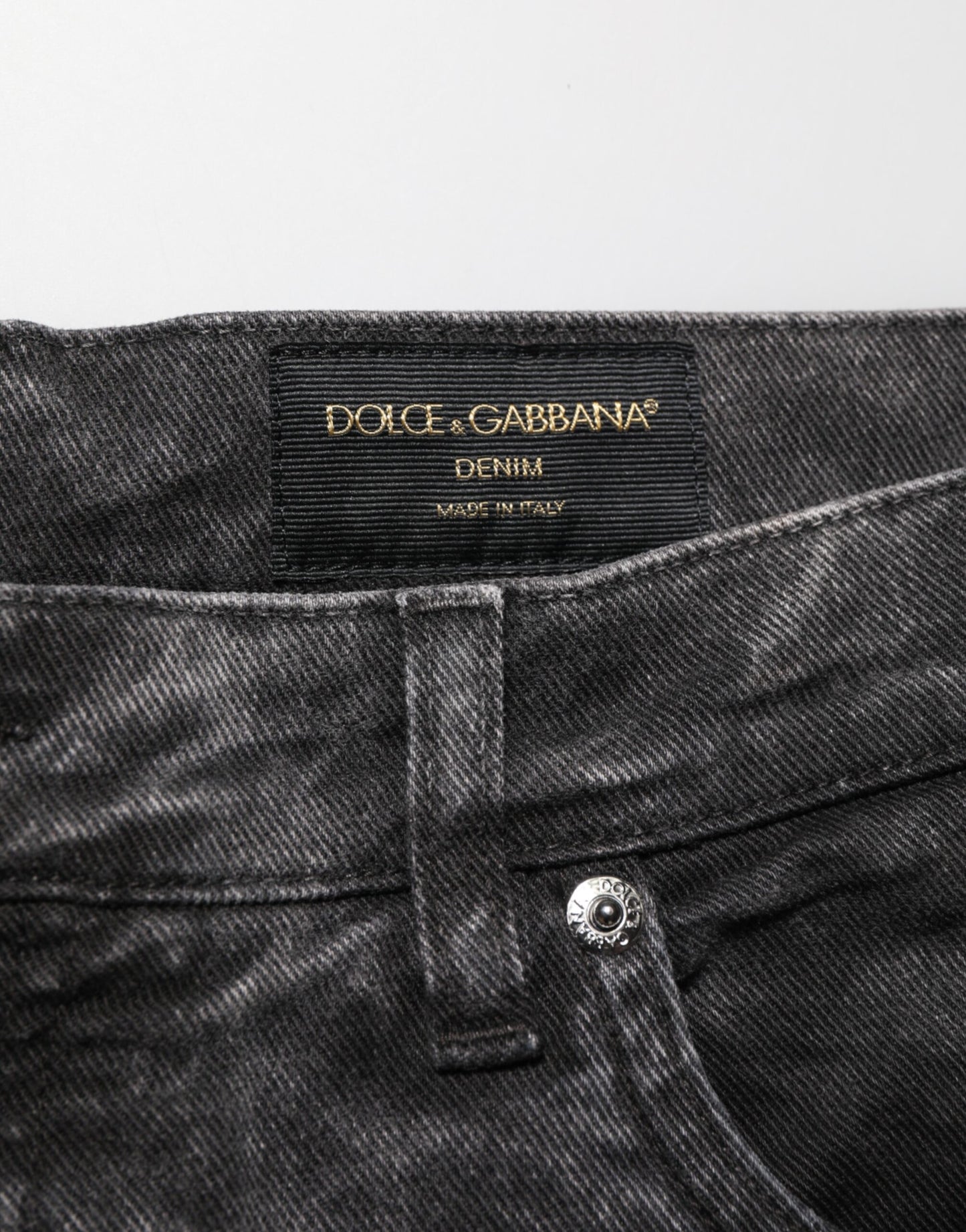 Dolce & Gabbana Black Cotton Mid Waist Denim Men Bermuda Short