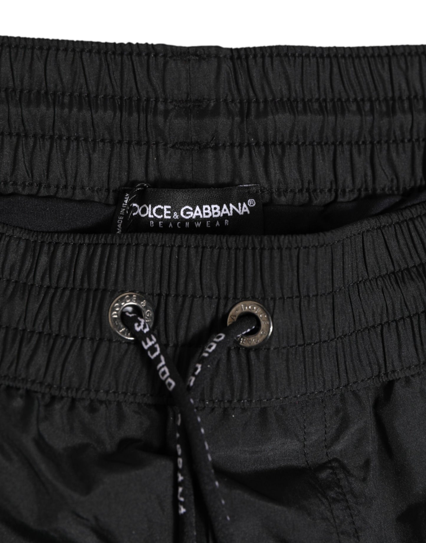Dolce & Gabbana Black Logo Polyester Beachwear Shorts Swimwear